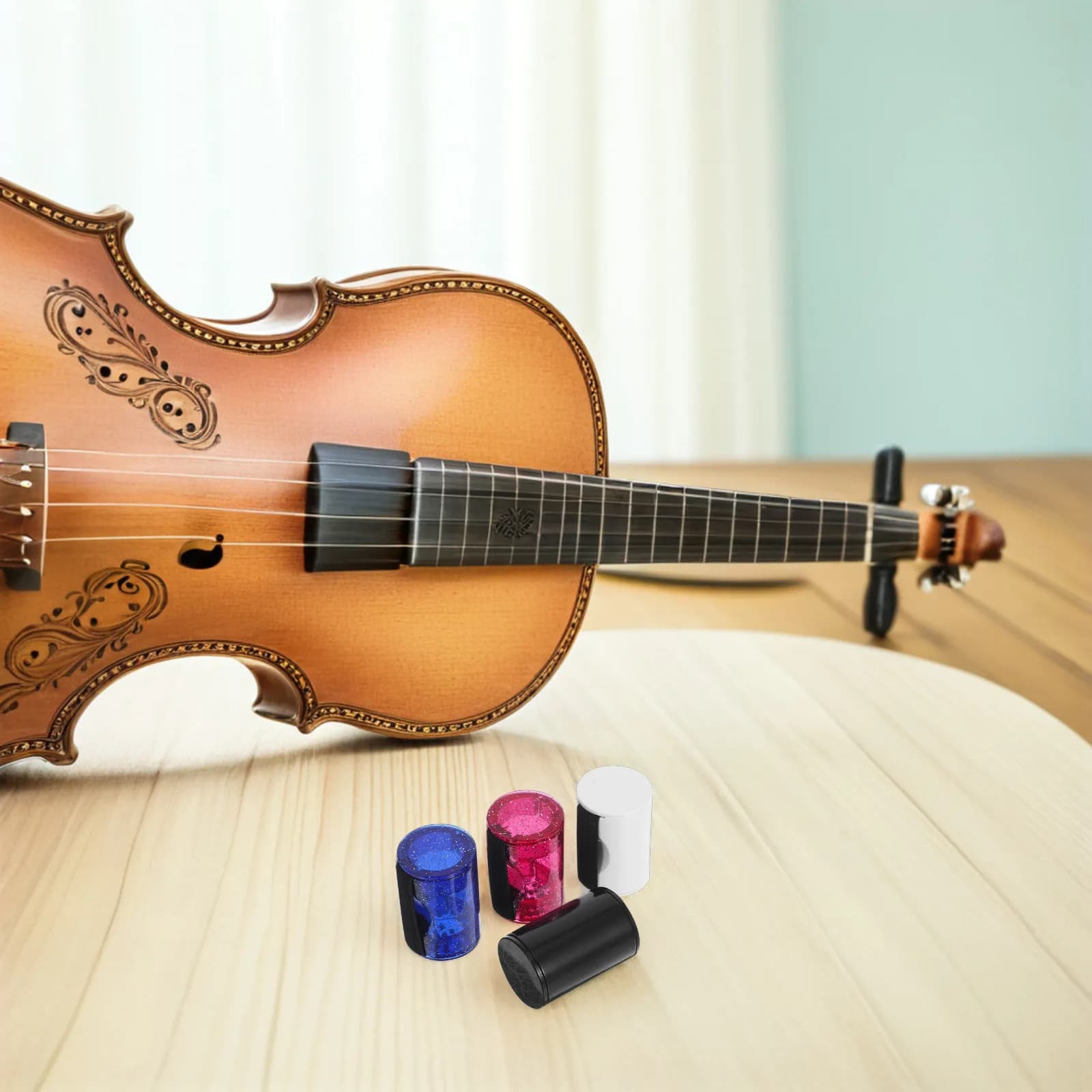 4Pcs Finger Shaker Compact Portable Finger Mounted Sand Shaker for Ukulele Guitar Mandolin Banjo Rhythm
