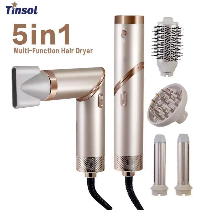 5 in 1 hair dryer multifunction iron curling foldable portable hair dryer negative ions hair care set for iron styling hairstyle