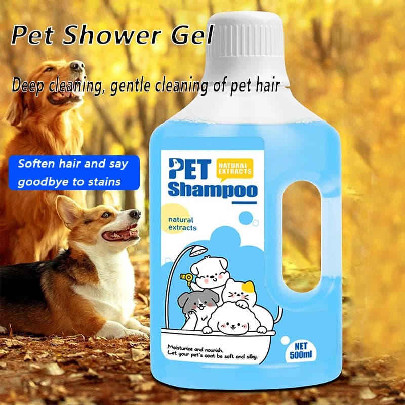 Shampoo per animali domestici da 500 ml, per cani e gatti, cura e pulizia sotto la doccia, delicato e liscio, deodorante, antiprurito, profumo a lunga durata