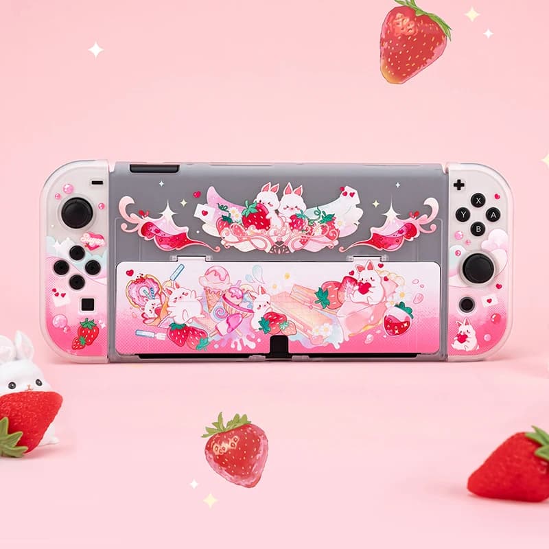 Nintend Switch custodia Oled custodia Kawaii Rabbit Pink per Nintendo Switch custodia rigida protettiva Split Joy-con Cover NS accessori