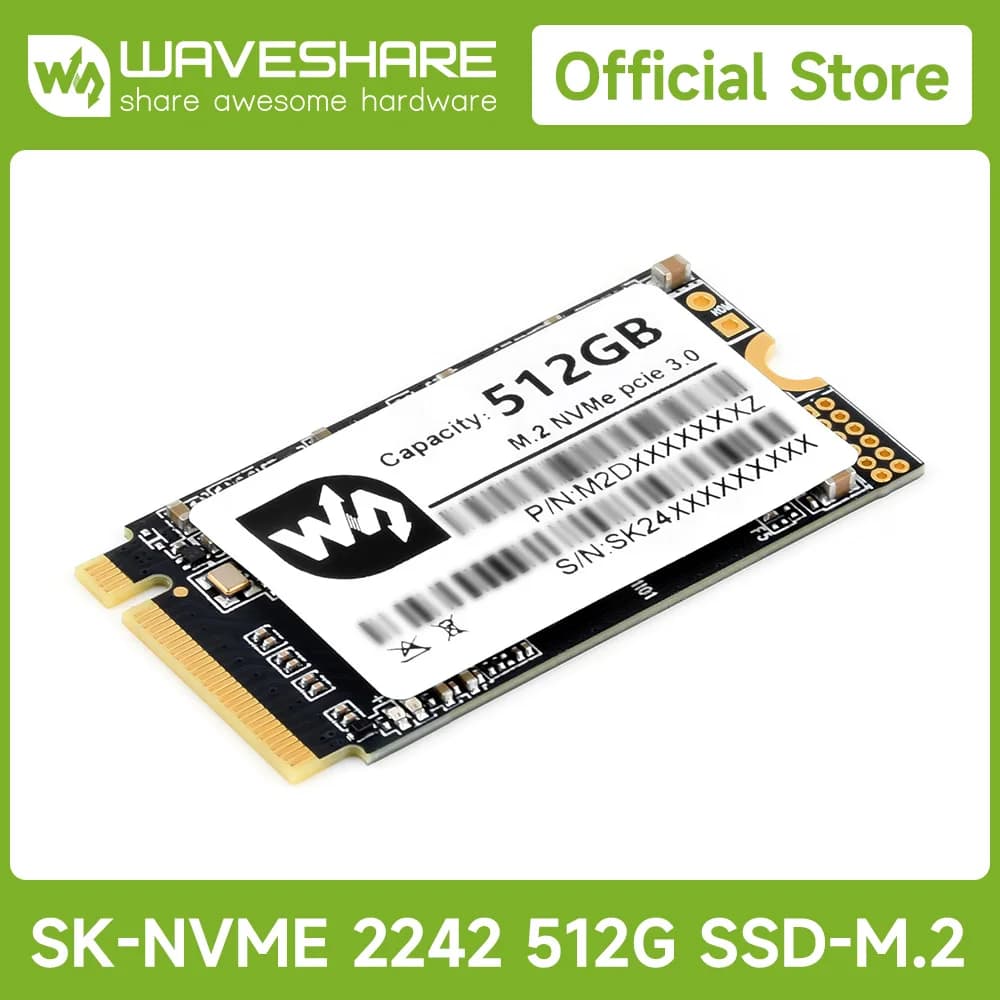 Waveshare SK M2 NVME 2242 128GB / 256GB /512GB High-speed Solid State Drive High-quality 3D TLC Flash Memory High-speed Reading