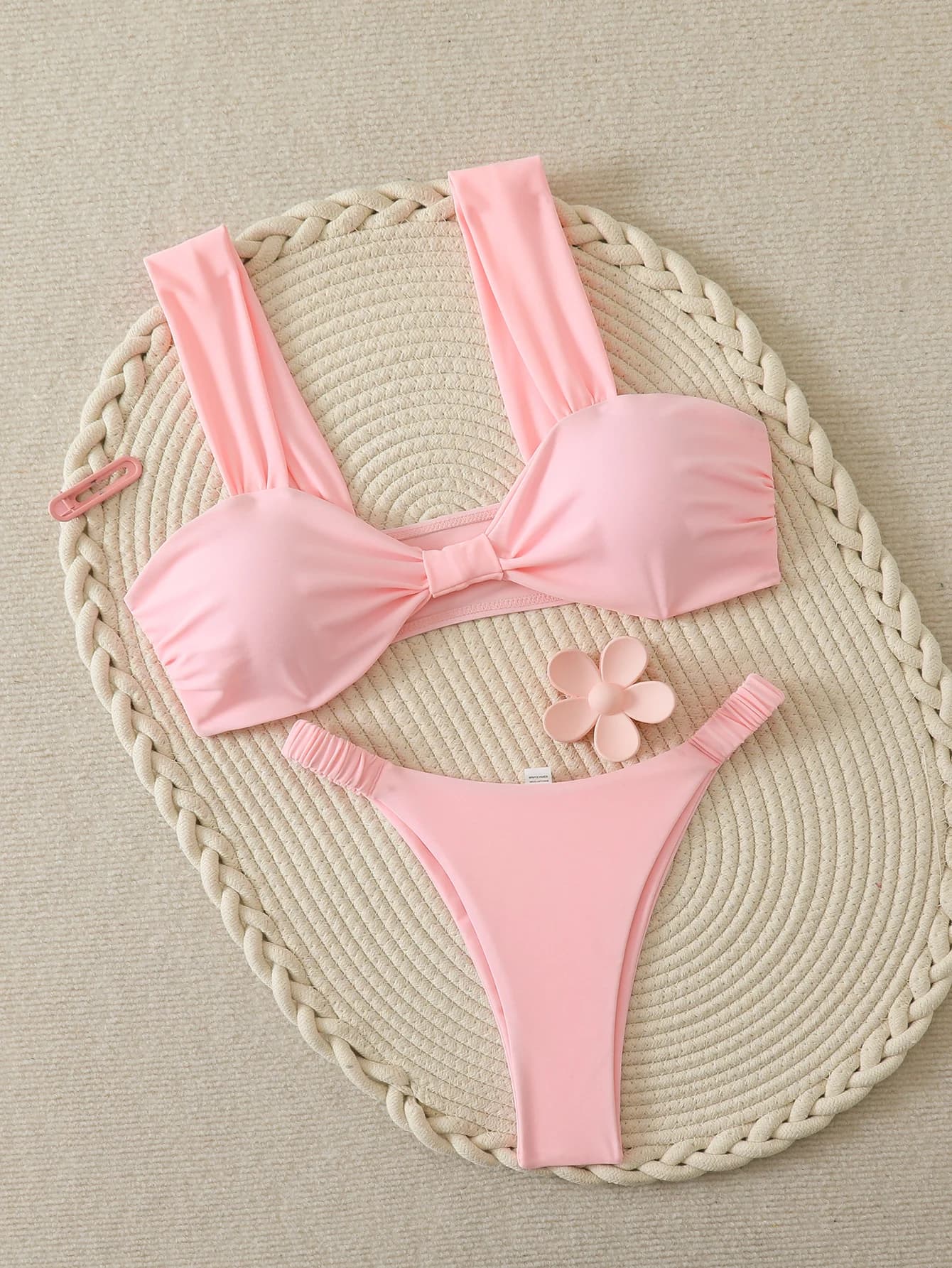 Costume da bagno bikini sexy da donna in due pezzi, tinta unita, stile semplice, per tutte le stagioni, perfetto per spiaggia e piscina, senza avvertenza Ca Prop 65
