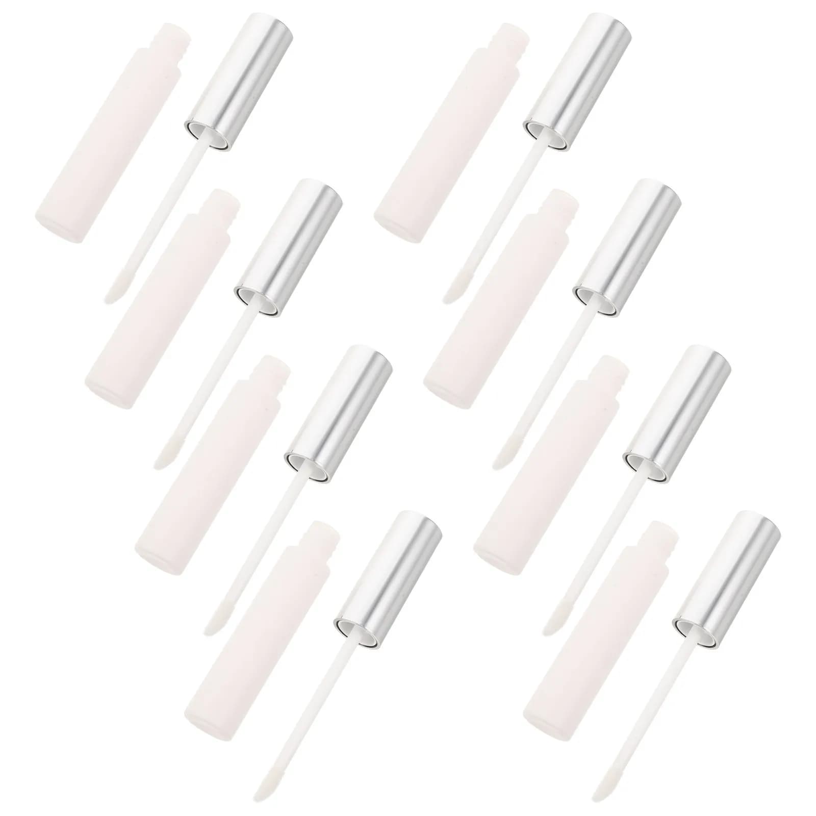 8Pcs Eyelash Empty Tube Matte Silver Refillable Mini Mascara Bottles 10Ml Leakproof Eyeliner Tube Lip Gloss Container Travel