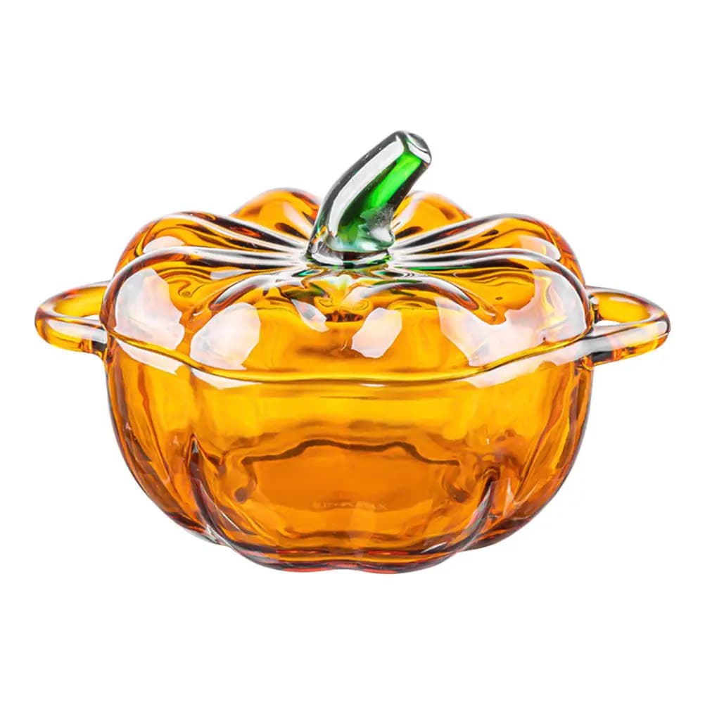 Barattolo in Vetro Trasparente a Forma di Zucca con Coperchio Ermetico per Snack, Frutta Secca, Caramelle, Decorazione Cucina, Festa del Ringraziamento, Halloween