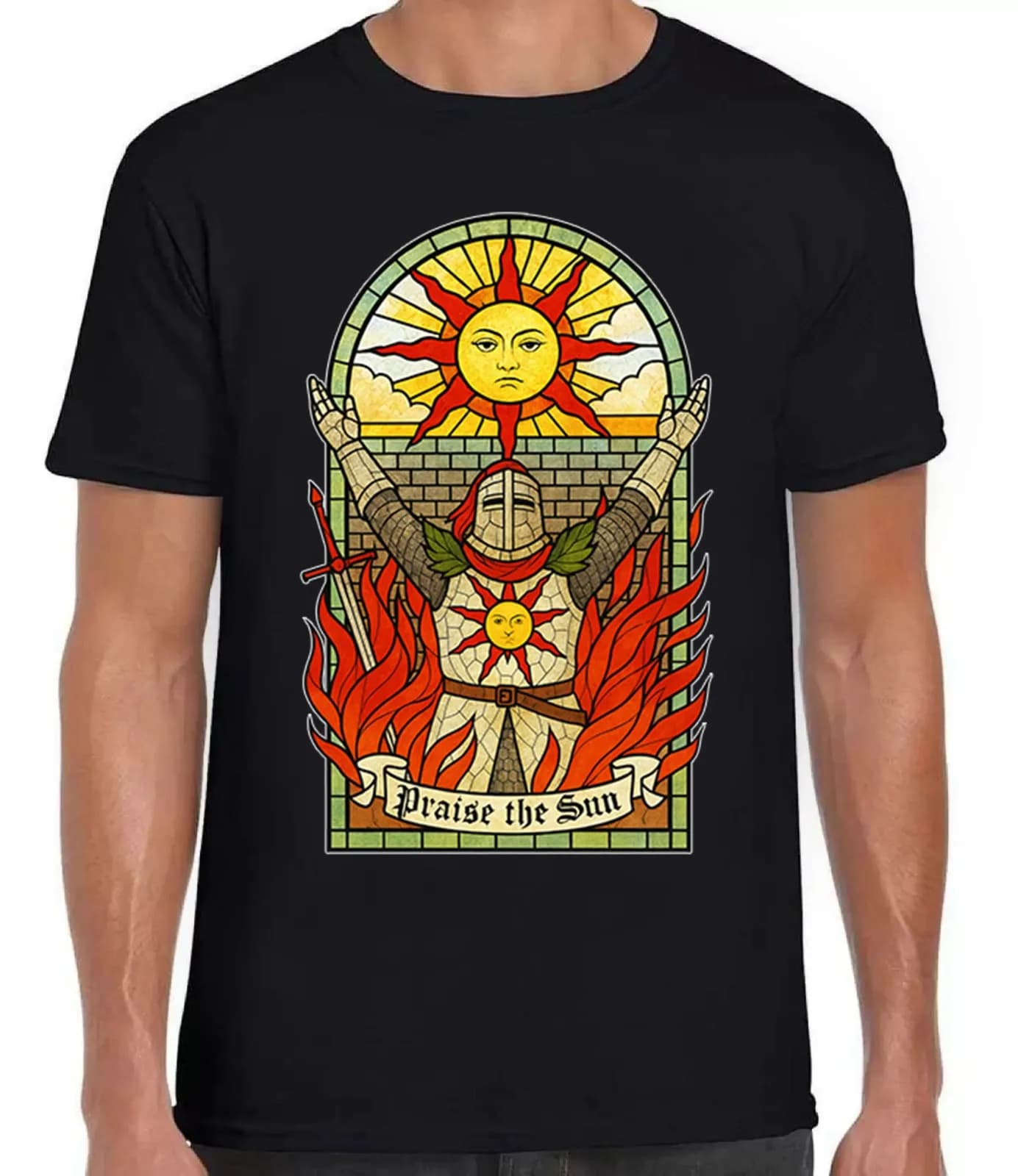 Praise The Sun Tarot Card Thank God Gaming Dark Souls Gift Tee Maglietta nera 465