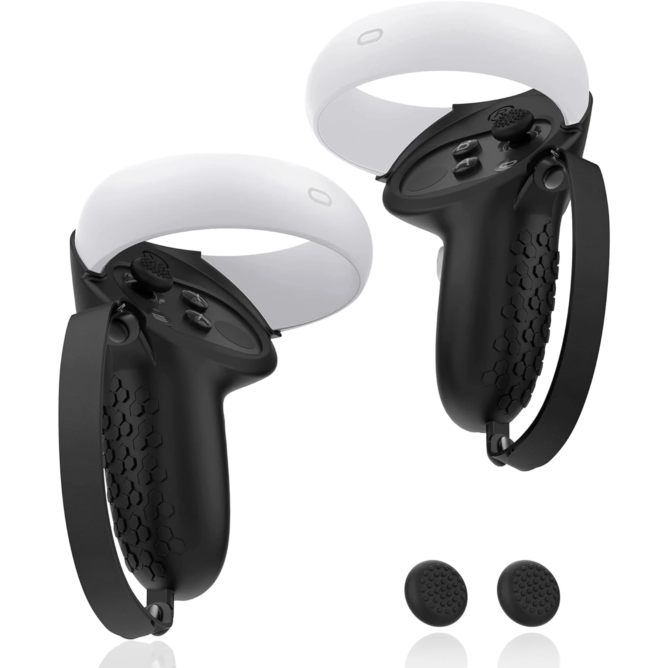 HUADAI design controller handle covers compatible with Quest 2 accessories, silicone grip protector with nozzle straps