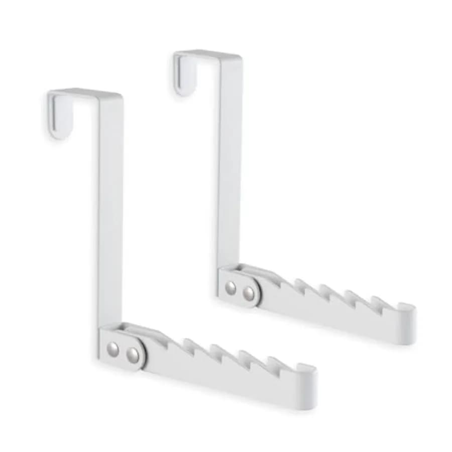 2 Pack Clothes Drying Rack, All Metal Over The Door Hooks, Thickness Adjustable, Collapsible, Space-Saving Hangers Organizer, F