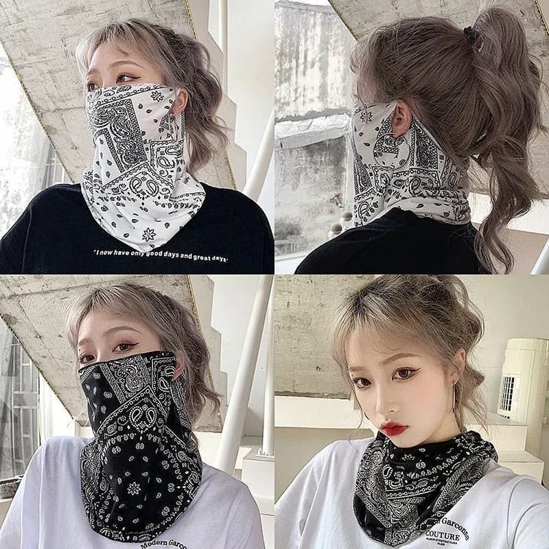 Punk Fashion Sun Protection Mask for Men and Women, Summer Face and Neck Uv Protection Ear Scarf, Hip Hop Sports.