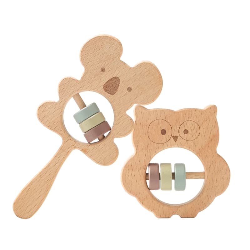 Sonagli per bambini Simpatico animale in legno Koala Campanelli Giocattolo per bambini Accessori per neonati Giocattoli educativi Massaggiagengive per bambini Articoli per bambini