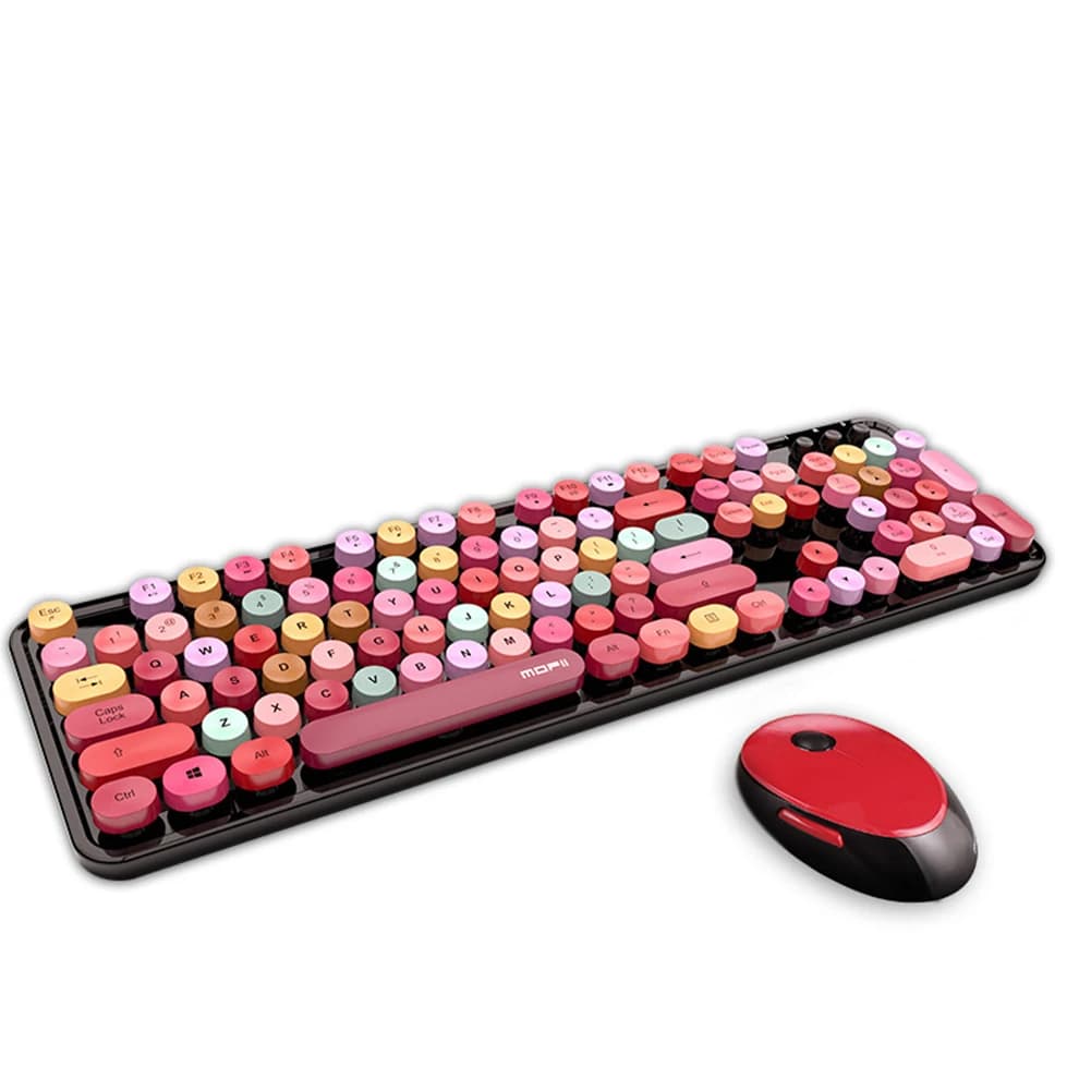 Full Size 2.4G Wireless Keyboard And Mouse For PC Multi-Color Design Round Keycap Keyboard And Mouse Compatible Laptop Desktop