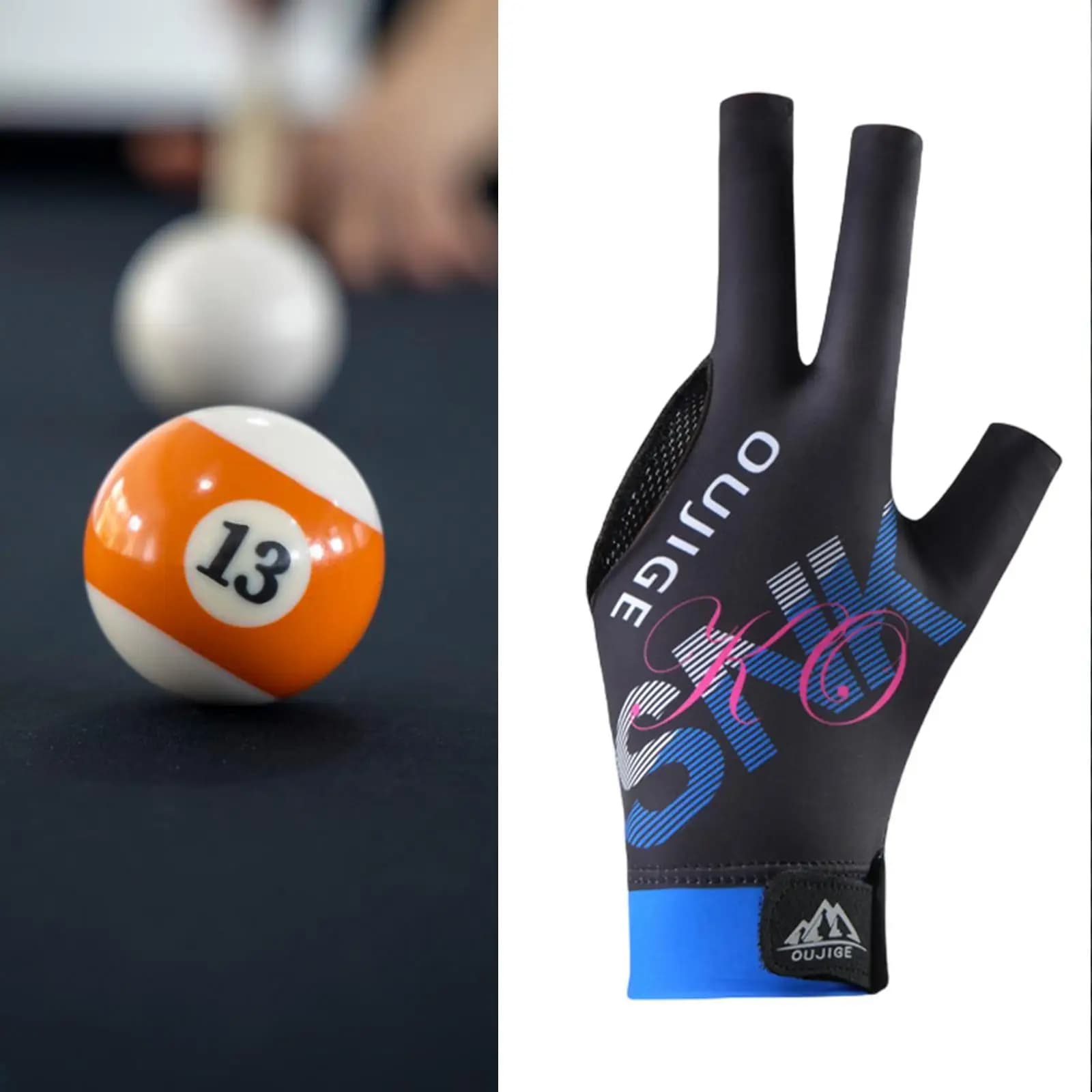 3 Finger Billiard Glove Snooker Cue Sport Glove Portable Breathable Left Hand Nonslip Mitt Three Finger Pool Glove for Sports