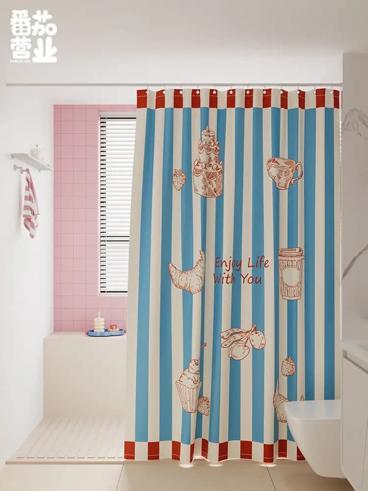 VIKAMA Dopamine Bathroom Shower Curtain Waterproof, Mould-Resistant Privacy Screen Bathroom Decorative Curtain