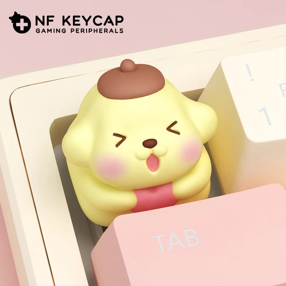 Keycap a forma di cane Pudding, accessorio Sanrio per tastiera meccanica, keycap personalizzato e creativo in resina.