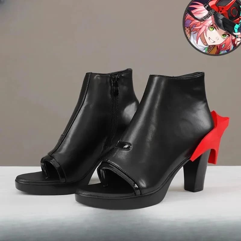 AnimeVibe 2026 New Game Shoes Honkai: Star Rail Rappa Cosplay Boots High Heel Halloween Party Black PU Leather Role Pla RoleGlow
