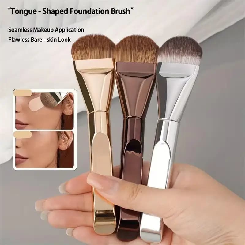 Ultra thin foundation brush, brush for contouring, synthetic bristles, liquid cream precision application, without striping, for all skin types