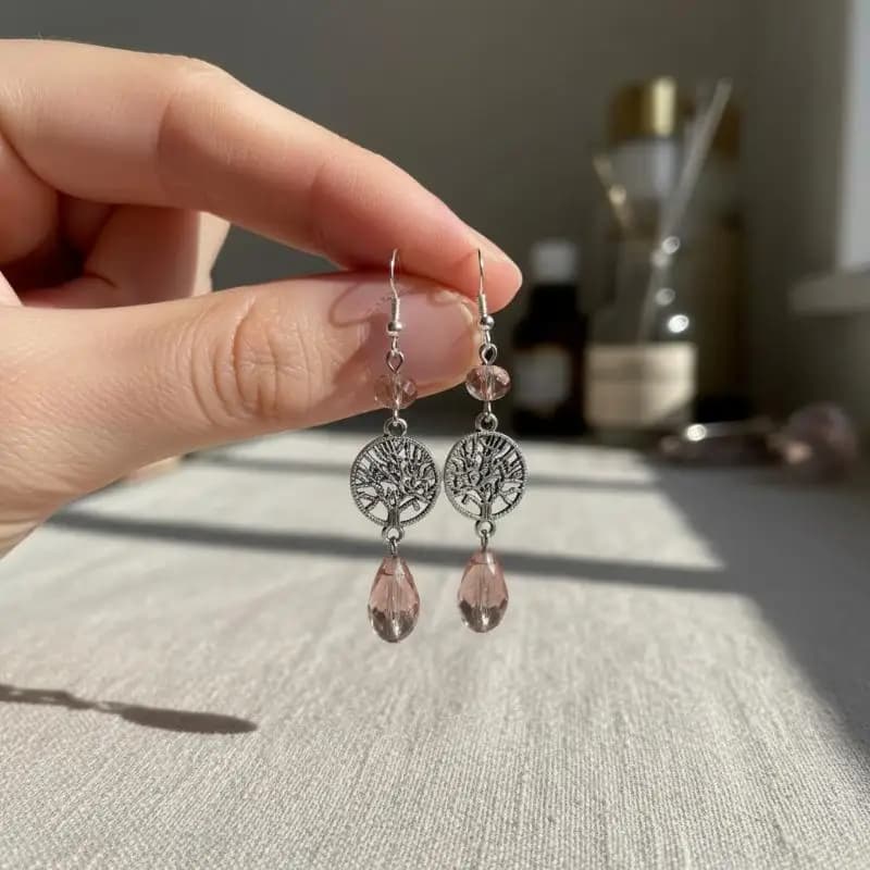 Bohemian Tree of Life Teardrop Crystal Women Earrings Dragonfly Drop Chic Boho Earring Handmade Jewelry for Gifts and Parties