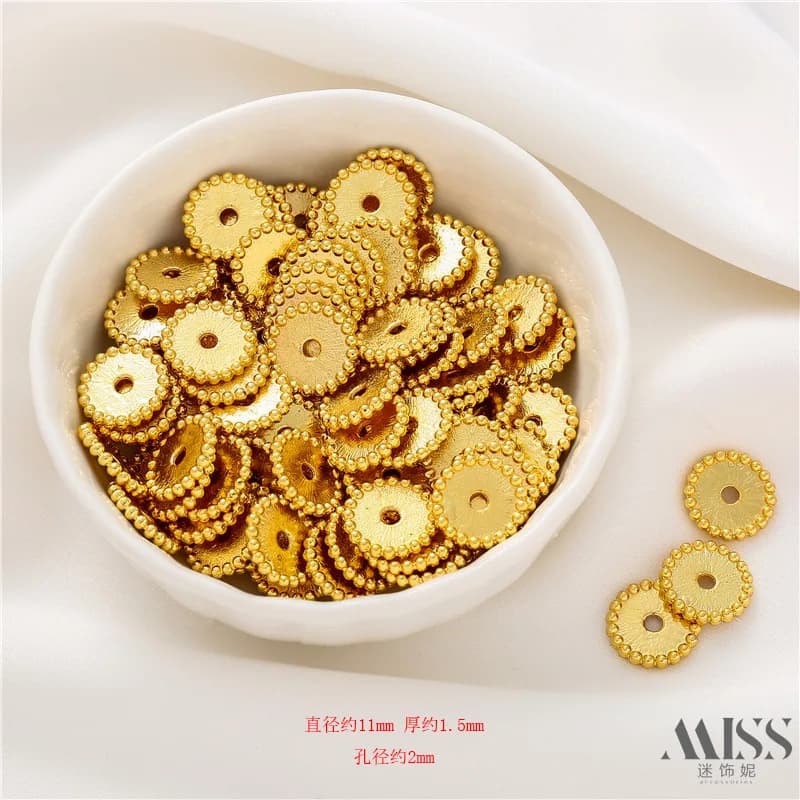 Distanziatori in pizzo a pois placcati oro 18K, perline distanziatrici con motivo a onda, accessori fai da te per bracciali e collane fatti a mano