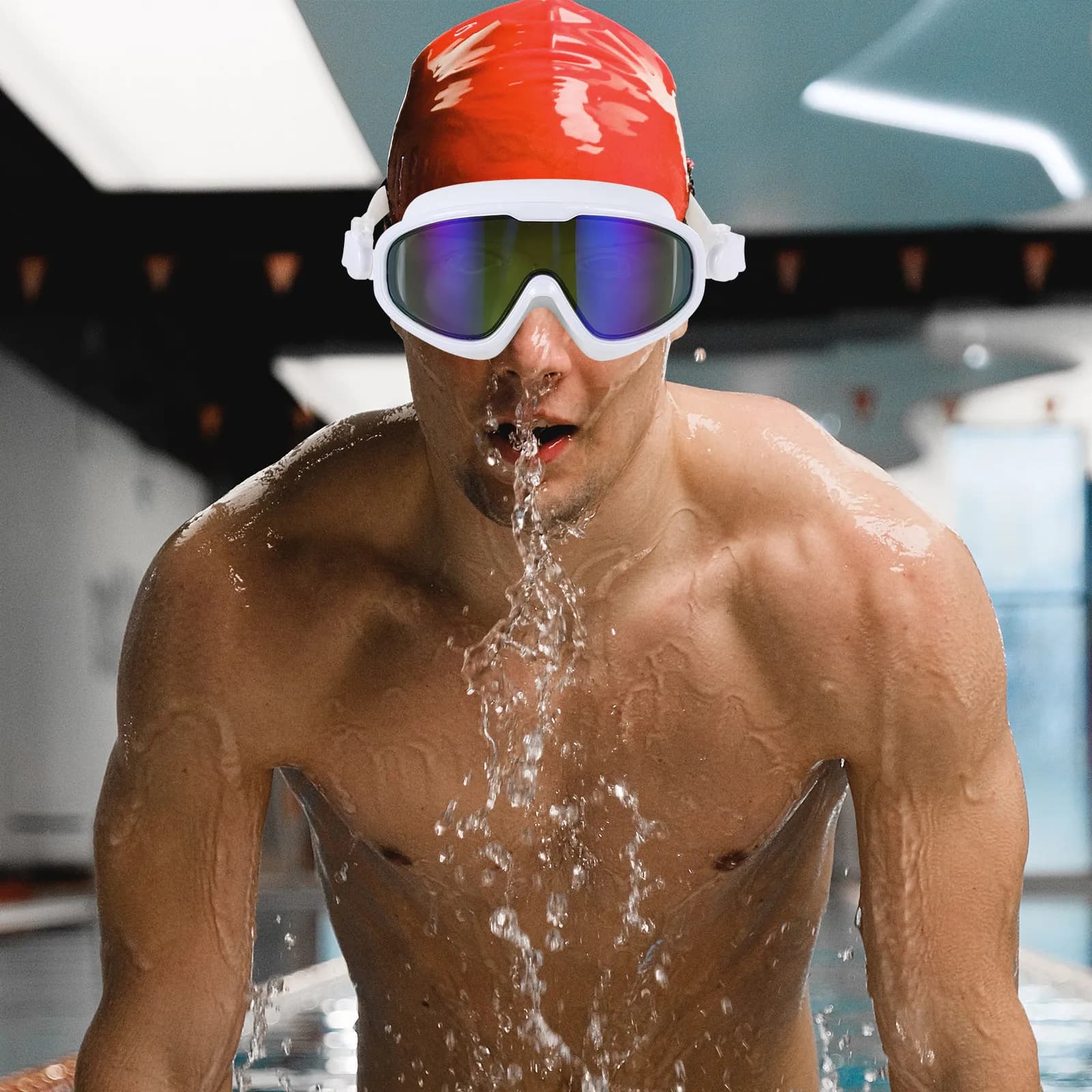 Professional Swimwear for Men and Women, Transparent Sprinklers, Waterproof, for Swimming Pool and Diving