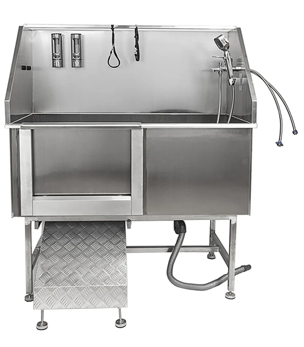 Stainless Steel Eco-Friendly Pet Grooming Tub with Ramp Faucet Hose and Dog Pet Circular Grooming Tub