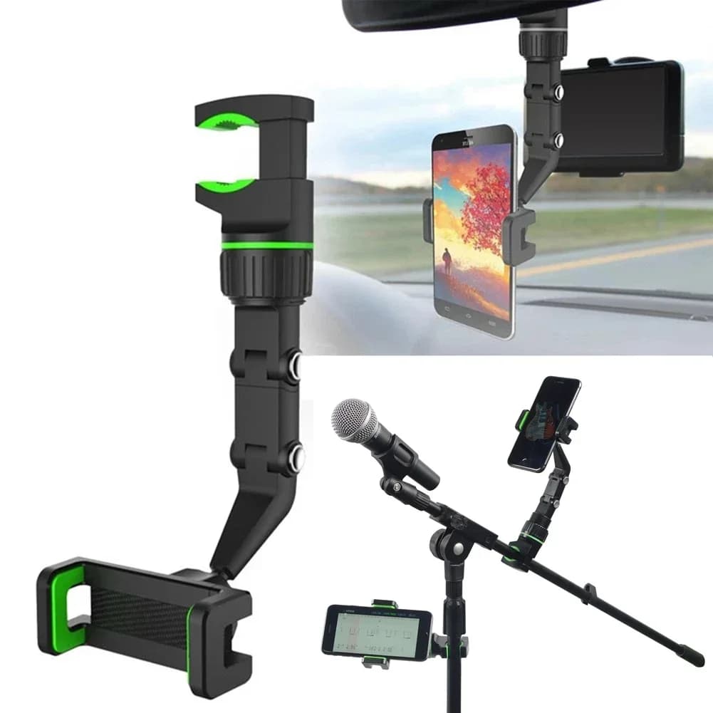 1x supporto per telefono per testa di chitarra, microfono, supporto per musica, supporto per telefono girevole, clip per staffa per trasmissione in diretta multifunzionale