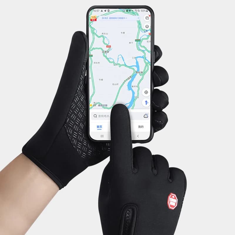 Guanti touch screen antiscivolo con assorbimento degli urti a dita intere Guanti da moto da equitazione con globo termico antivento invernale