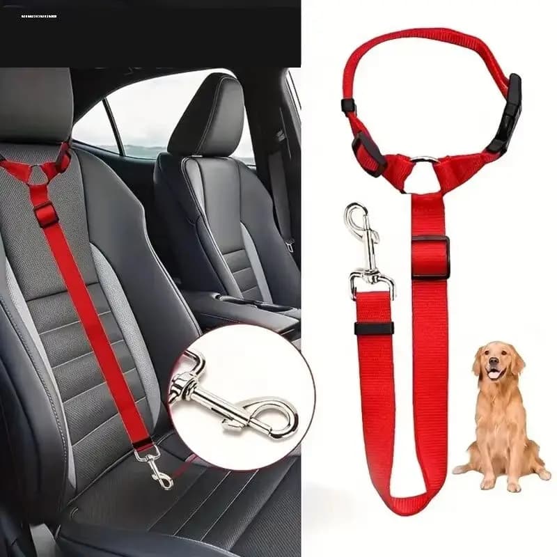 Nylon Dog Seat Belt Two In One Adjustable Pet Leash Harness Collar Backseat Safety Car Seat Belt Pet Accessories Solid Color