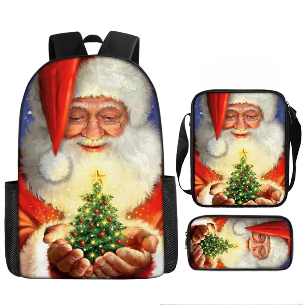 Cartoon Youthful Novelty Funny Christmas 3D Print 3pcs/Set Student Travel bags Laptop Daypack Backpack Shoulder Bag Pencil Case