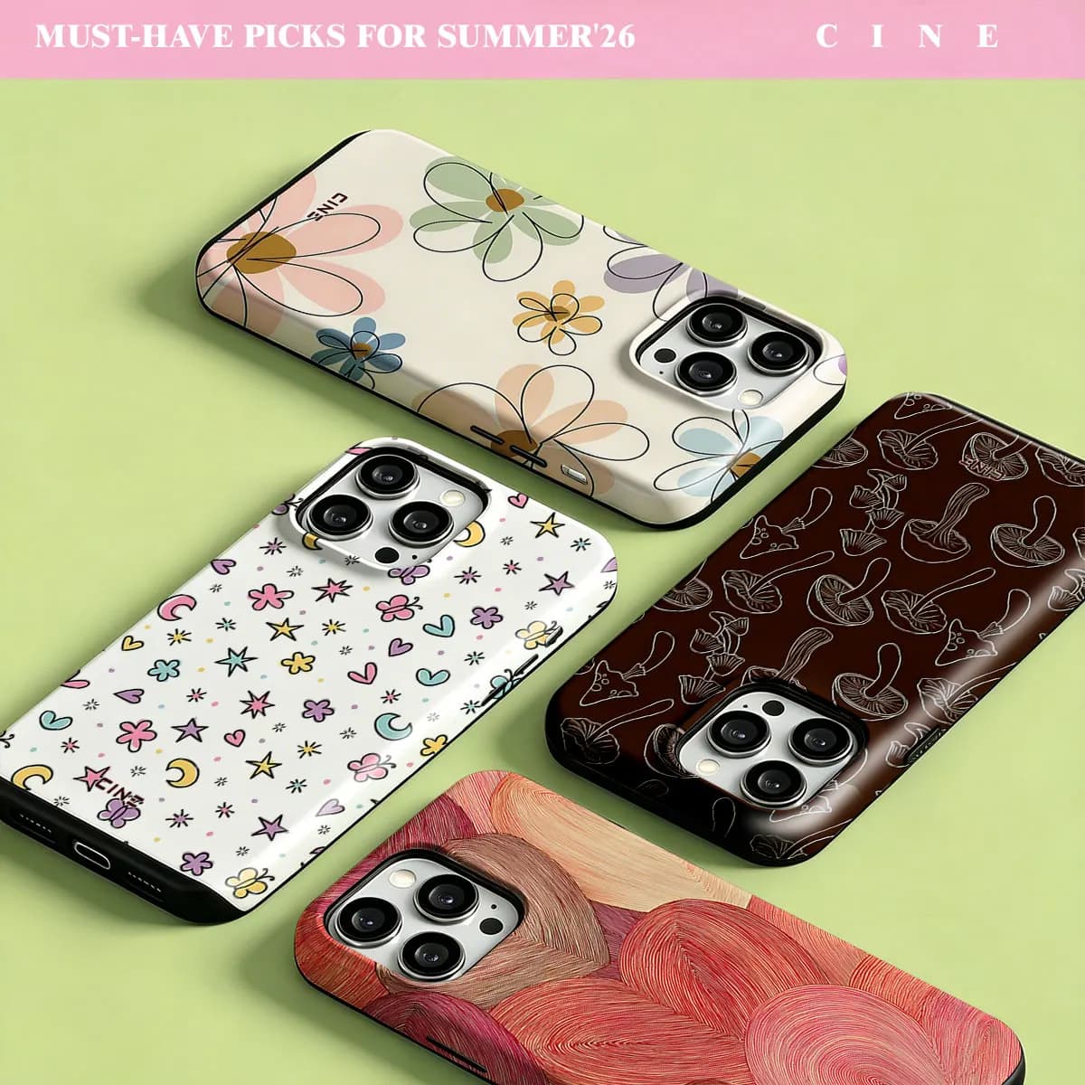 Line Heart Drawing Tile Phone Case for iPhone 18 17 16 15 14 13 12 Pro Max Plus Air Magnetic Double-layer Back Cover