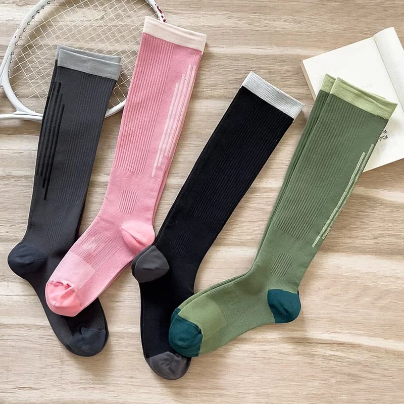 New Sport Socks Pressure Series Green Pink Fitness Women's Fitness Race with Rope for Jumping Yoga Long Tube Compression Socks Seamless Pulp Socks