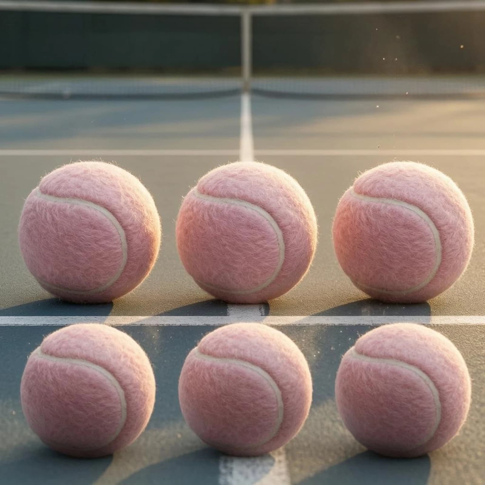 6 Pieces Pink Tennis Ball Stitched Seams Fuzzy Tennis Ball All Court Training