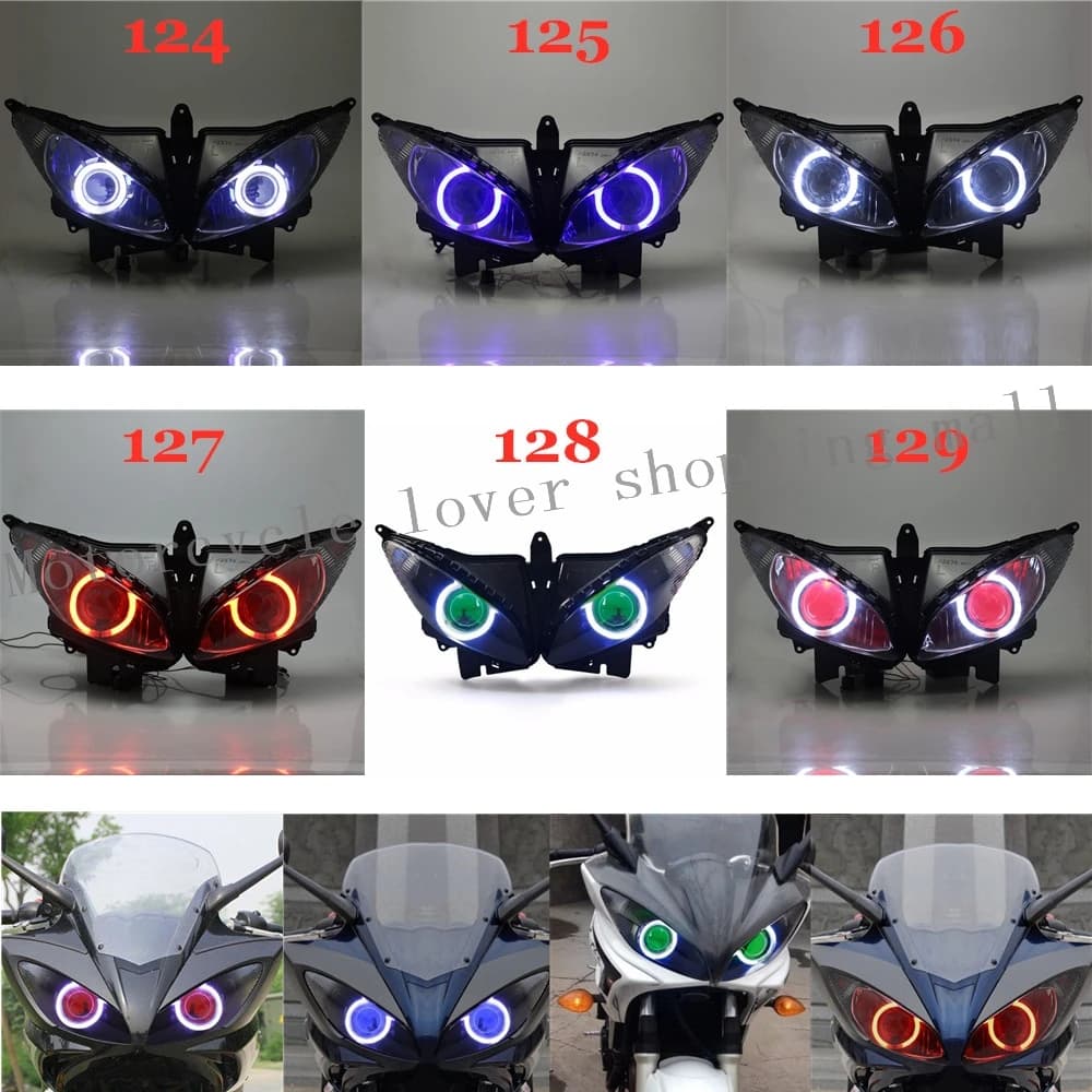Faro LED da 35W per Moto con Occhi di Angelo e Diavolo, Luce Abbagliante/Anabbagliante, Proiettore Xenon HID per Yamaha YZ6S 2003-2009