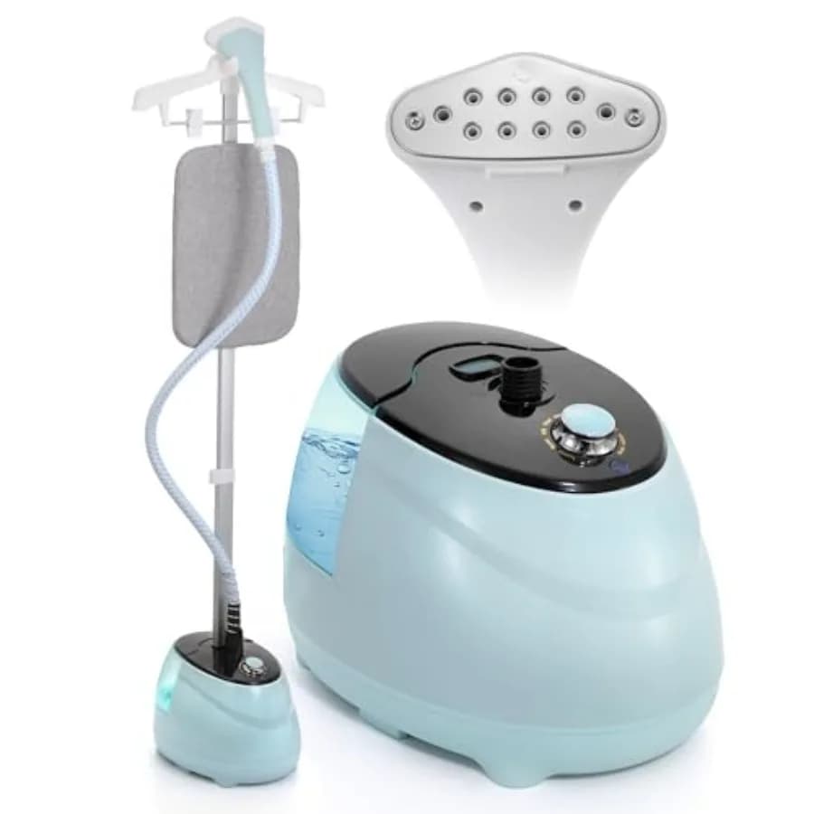 Vaporizzatore per Vestiti con Supporto, Ferro da Stiro a Vapore Commerciale Verticale per Indumenti, Rimuovi Pieghe con Asse da Stiro, 1.8L