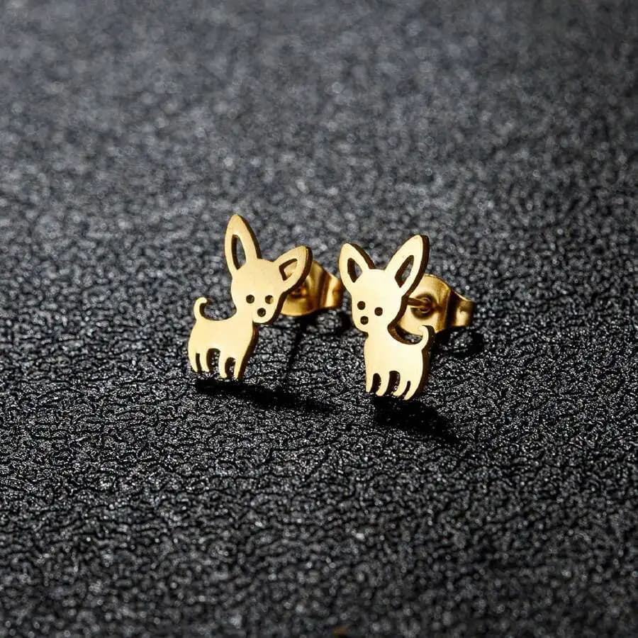 Chihuahua Dog Stud Earrings For Women Cute Animal Jewelry Party Accessory
