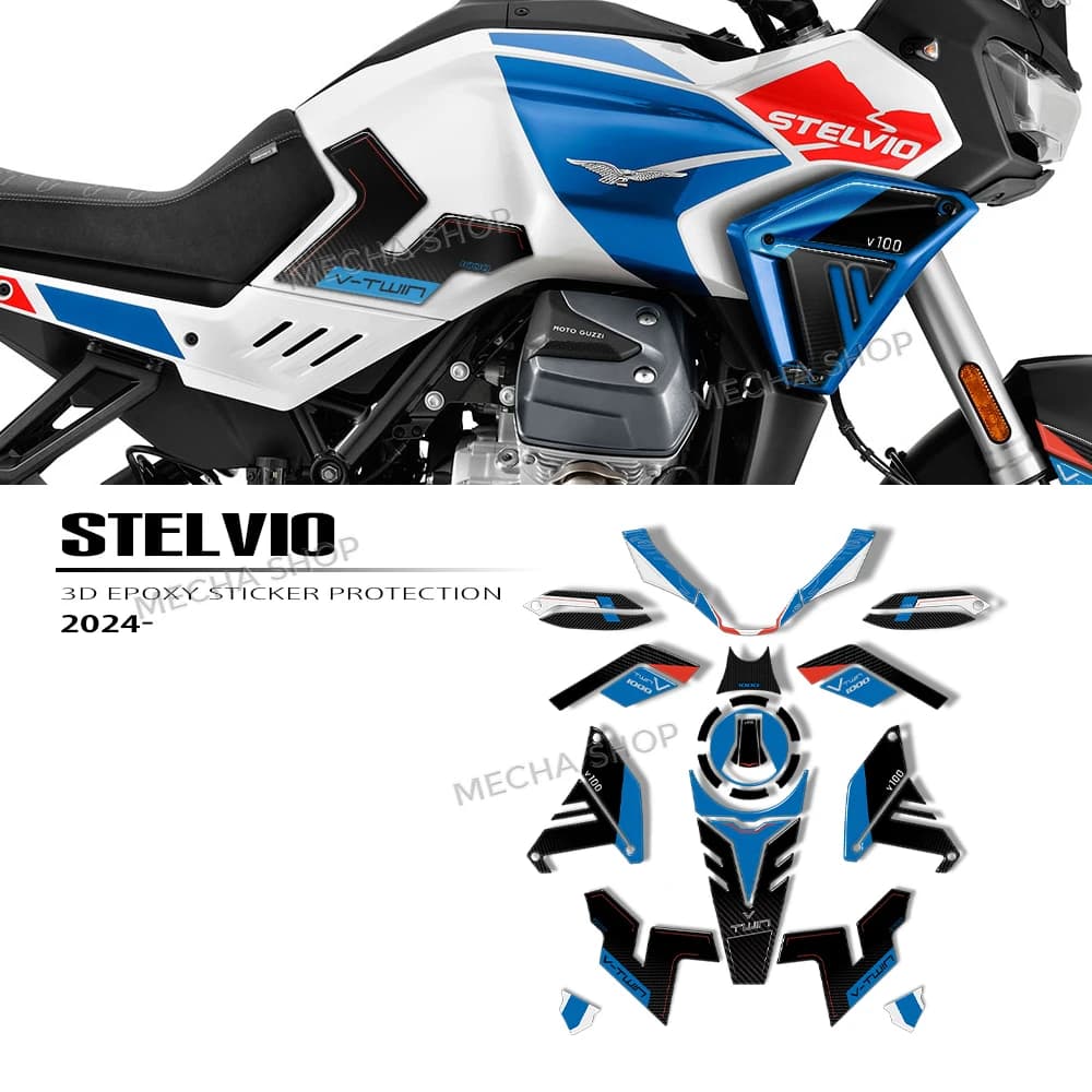 Per Moto Guzzi Stelvio 2024 2025 2026 3D Resina Paramani Adesivi Moto Protezione Della Mano Scudo Protezione Decalcomanie Serbatoio Zerbino Kit