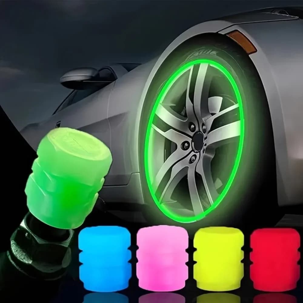Coperchio valvola per ruota di moto e bicicletta, pneumatico luminoso per auto, coperchio valvola, verde blu fluorescente luminoso