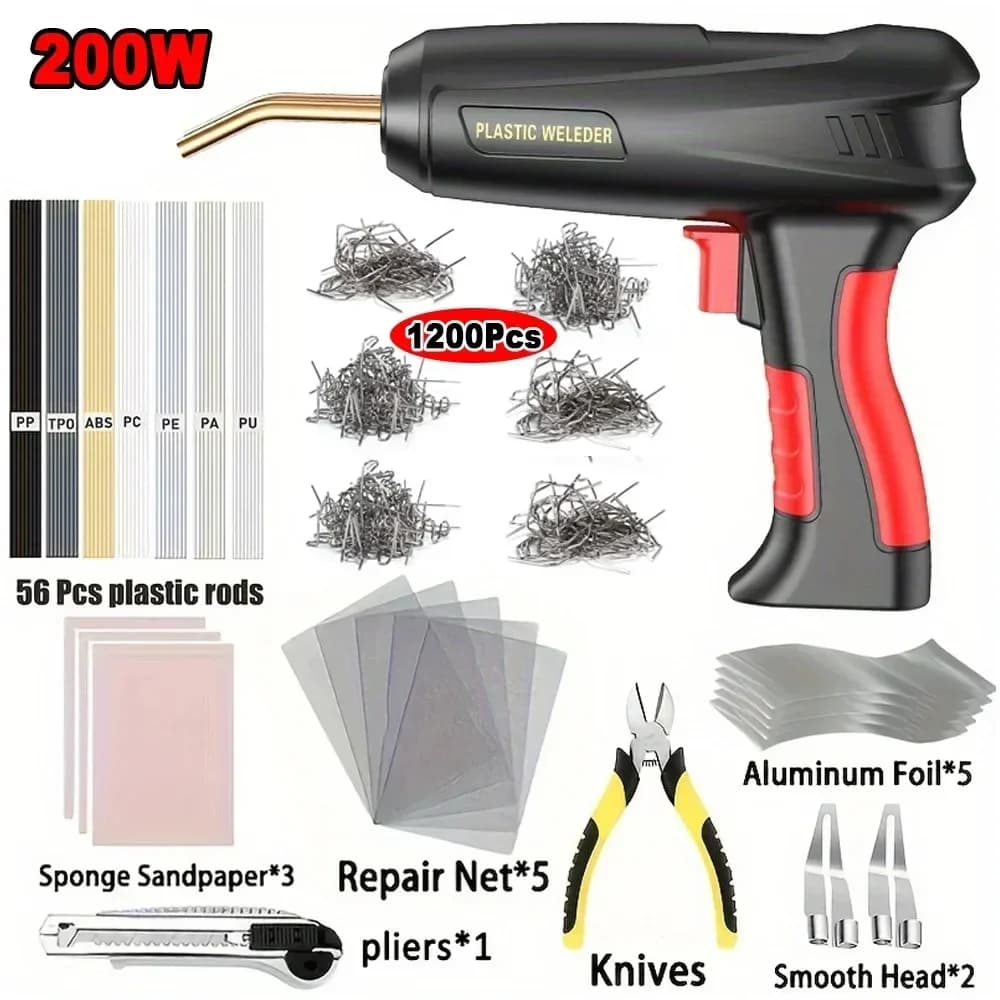 Plastic Welding Kit for Car Bumper Repair 200W 2 in 1 Hot Stapler Soldering Gun with 6 and 4 Type Staples