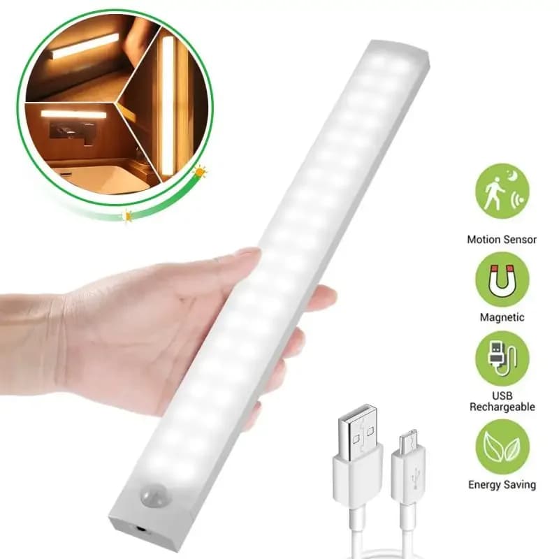 Light with motion sensor Wireless LED Night Light USB Rechargeable Night Lamp Wardrobe Lamp Backlight for Kitchen Stairs 1