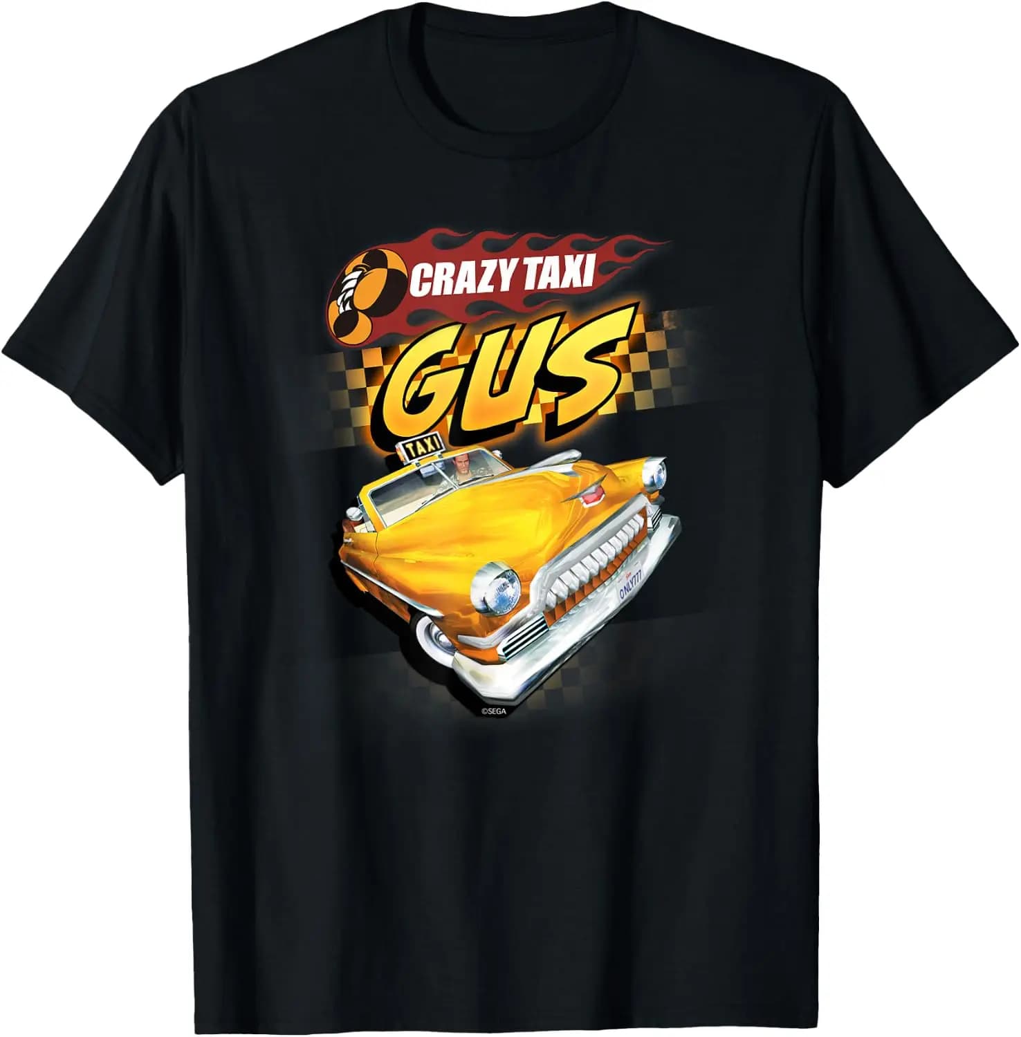 Crazy Taxi Gus Driver T-Shirt Comfortable, humorous, and fun—a breathable, quick-drying, unisex short-sleeve tee that makes a perfect gift.
