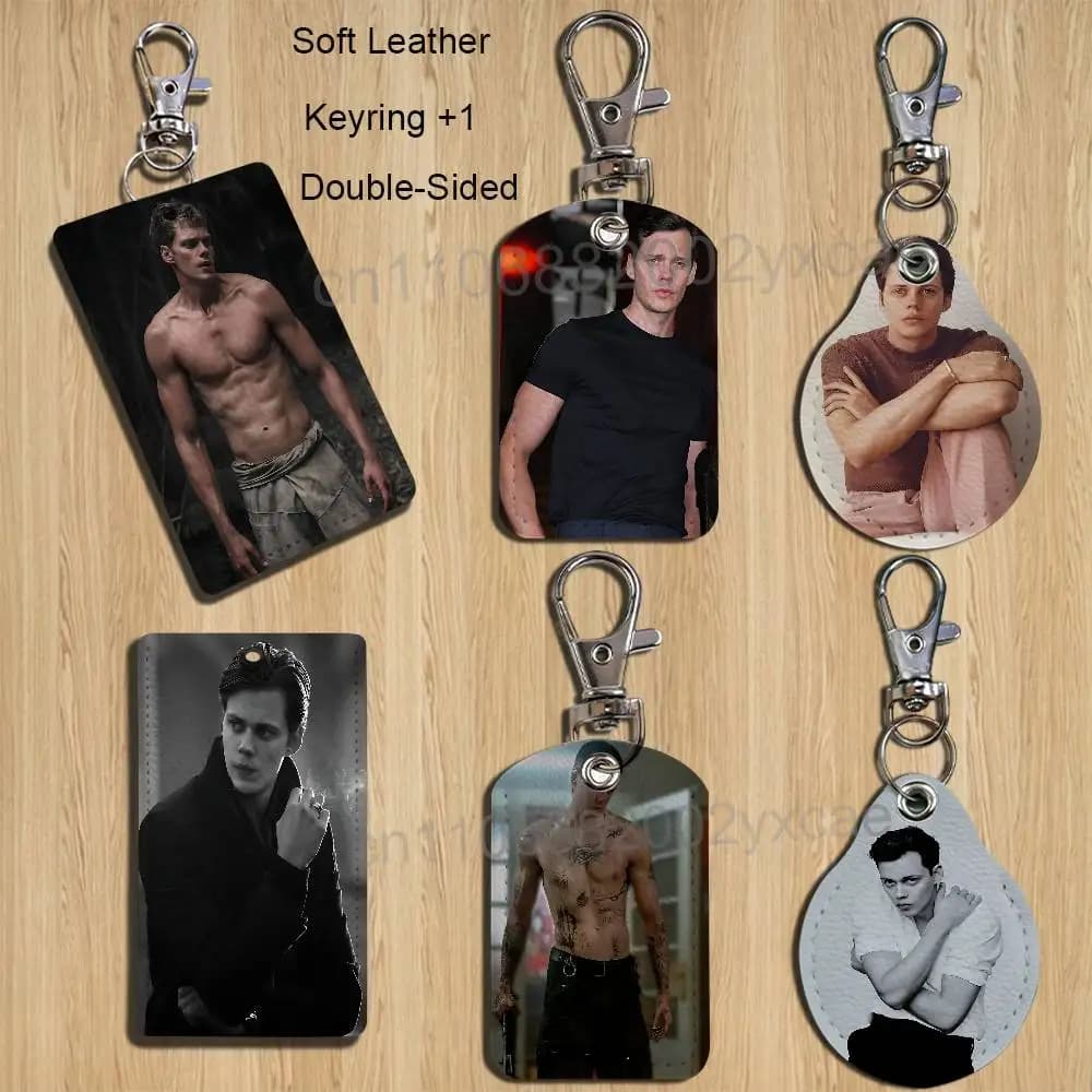 Muscle cool Bill Skarsgard Card Holder Keychain Key Ring Door Lock Access Protective Case For Security Gift