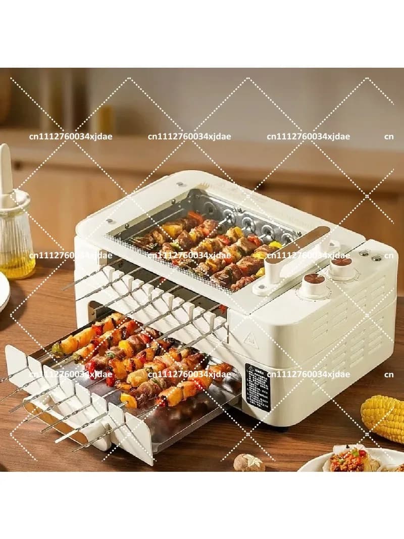 Fully Automatic Rotary Skewer Machine Household Smokeless BBQ Grill Electric Baking Pan Frying Washing Integrated Pan