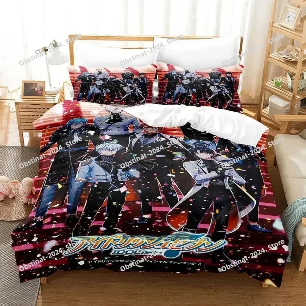 Gioco Anime 3D IDOLiSH7 Set biancheria da letto Set letto singolo con stampa doppia con federa Copripiumino singolo matrimoniale Queen Super King Size
