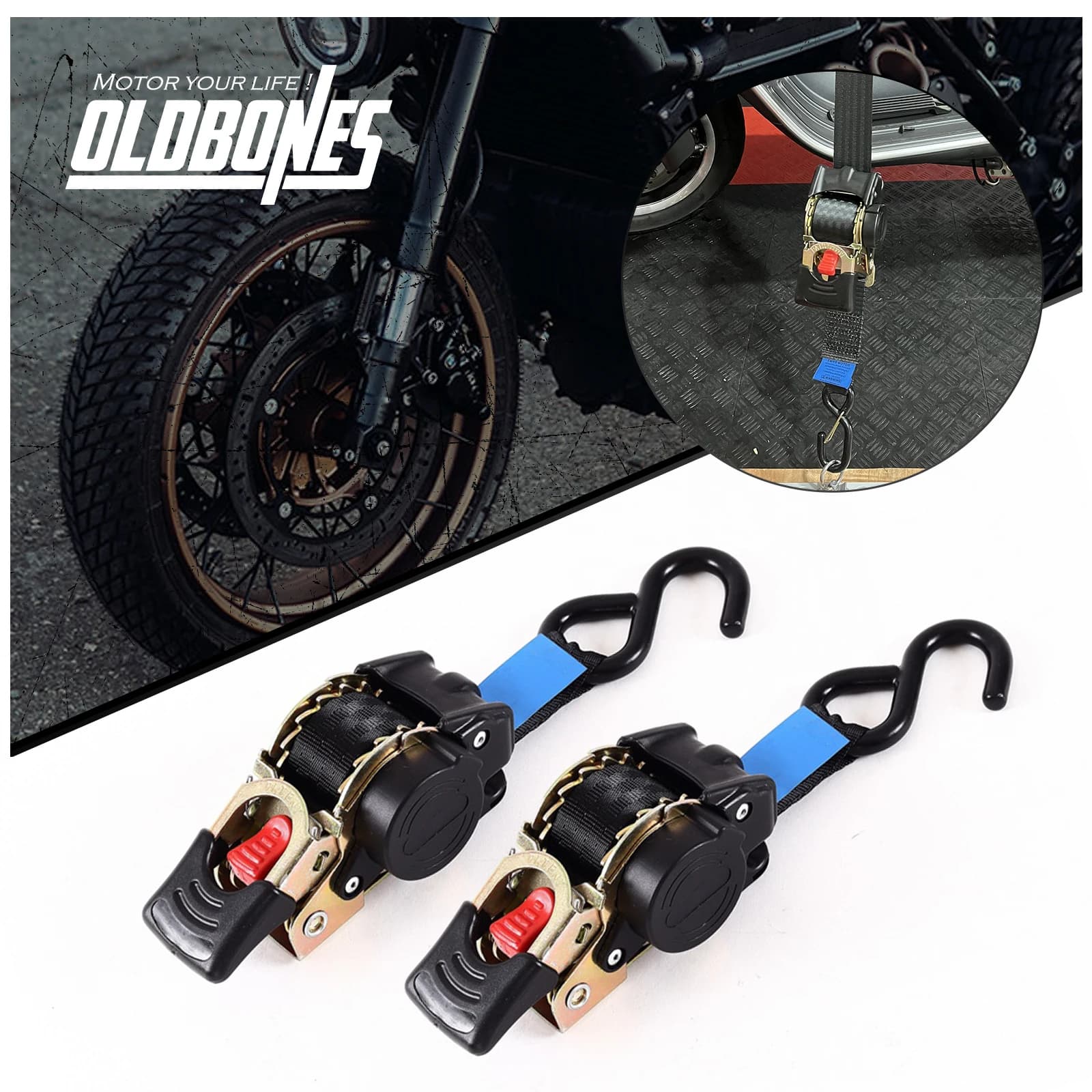 Cinghie Starp con cricchetto retrattile automatico Gancio singolo Strumenti universali per moto Comodo legame rapido Previene la caduta