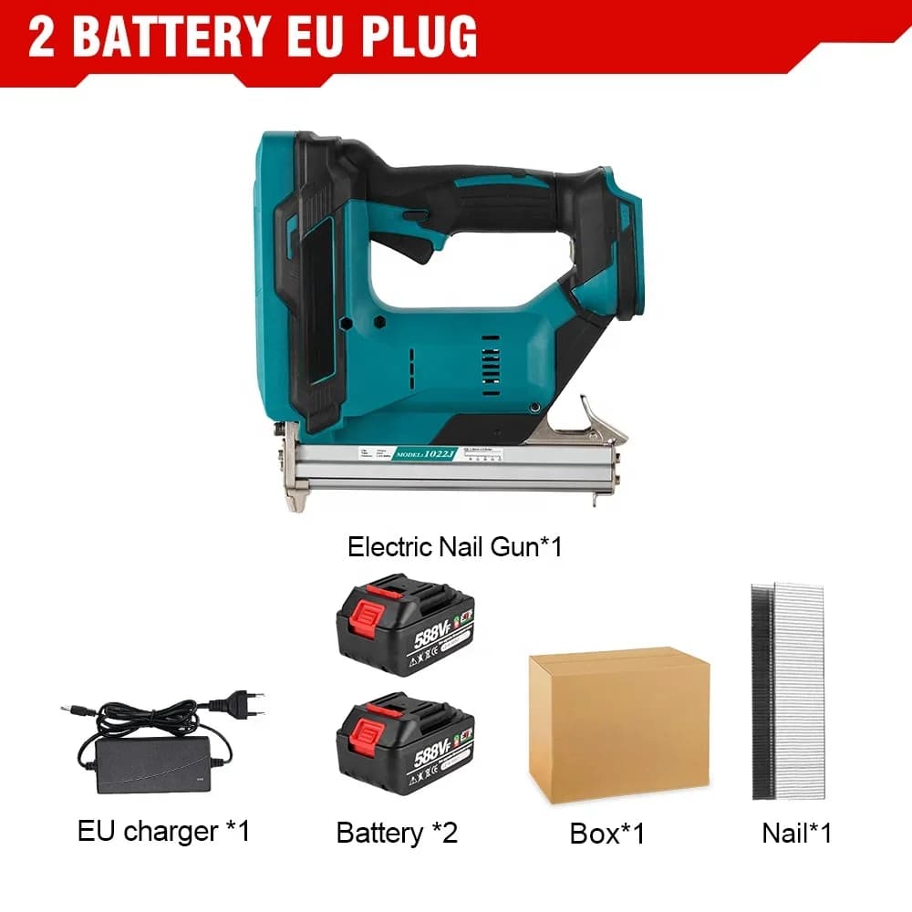 z Cordless 2Gear Brushless Pistola Sparachiodi Elettrica 1022J U Cucitrice Chiodatrice Con 1 Set Chiodi Lavorazione Del Legno Strumento di Potere Per Makita 18V Batt
