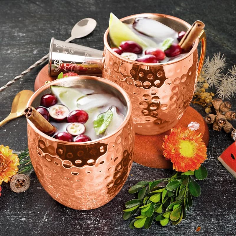 Mosca Mule Tazze in acciaio inossidabile Tazza da birra anticaduta in metallo Tazza martellata placcata in rame Cocktai Vino Champagne Party Bar Tazze per bevande