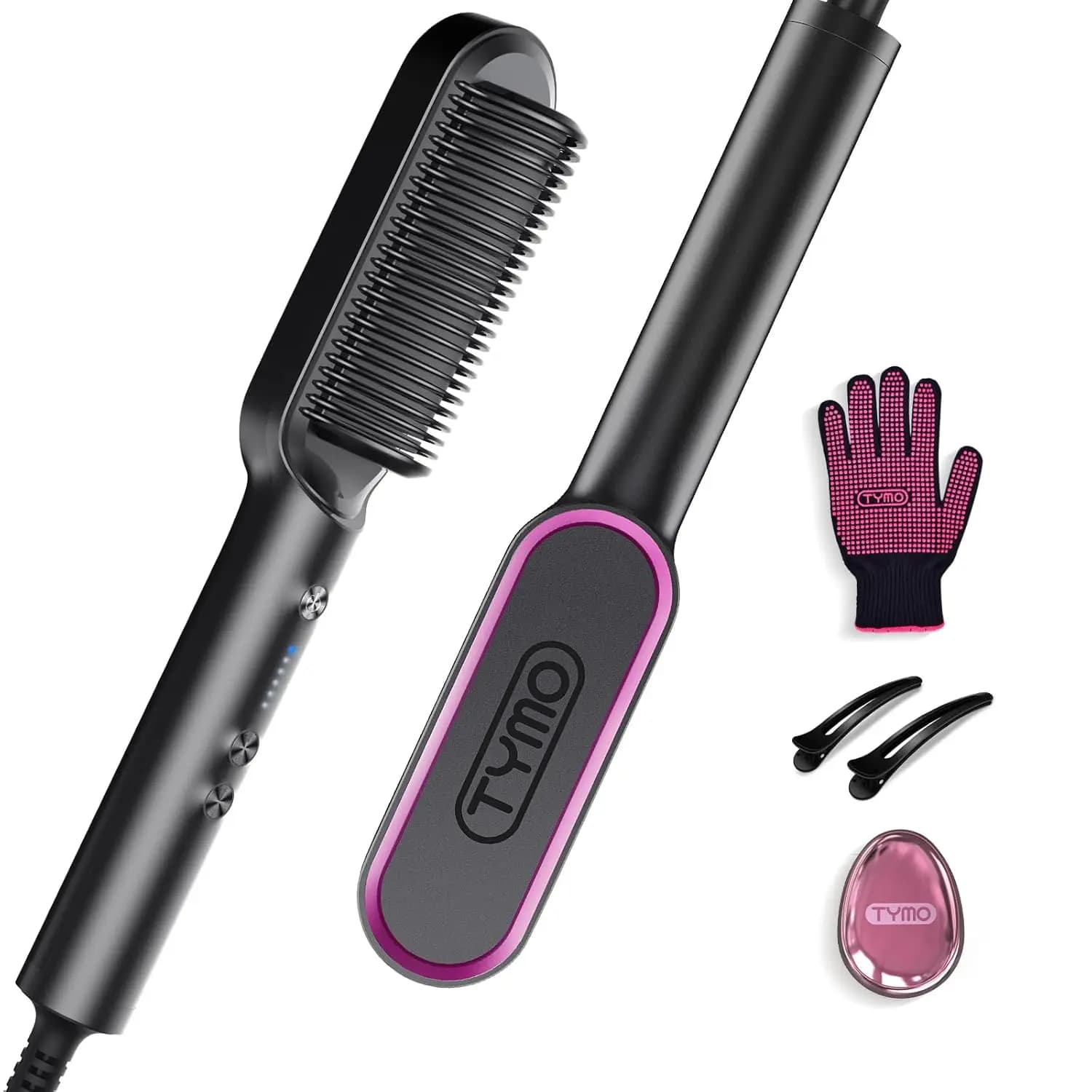 Width Brush for Hair with 5 Temperatures, Quick Heating in 20 Seconds and Double Voltage for Women, Black