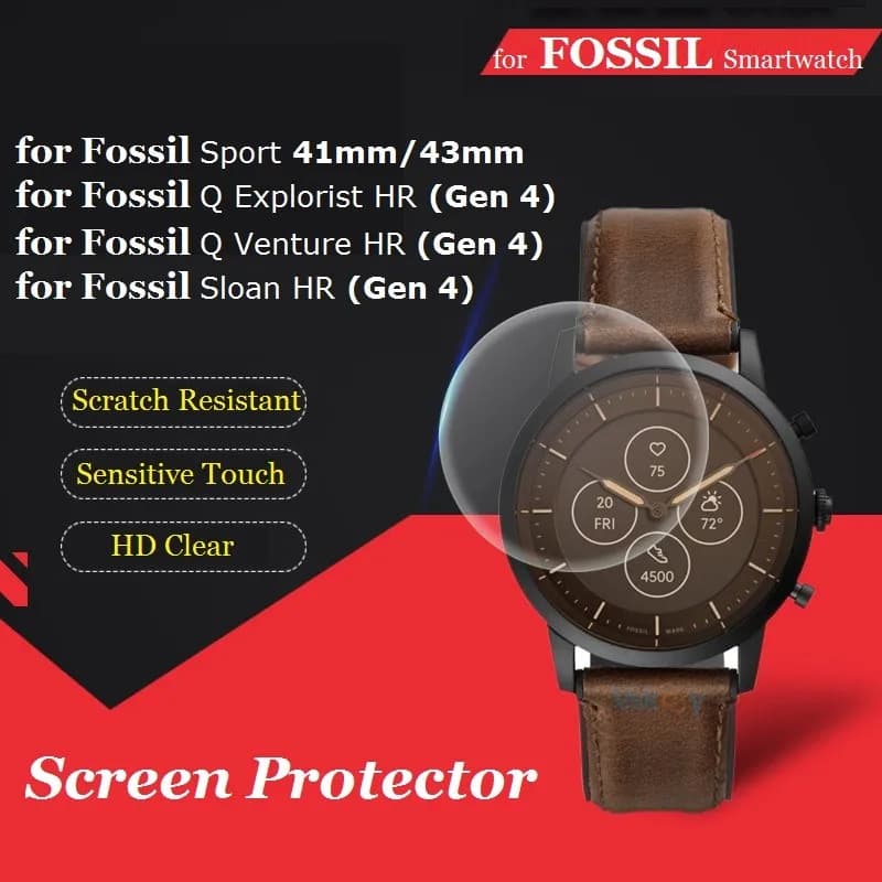 Pellicola salvaschermo 5 pezzi per Fossil Gen 4 Q Explorist HR / Q Venture HR/dst HR Smart Watch pellicola protettiva in vetro temperato