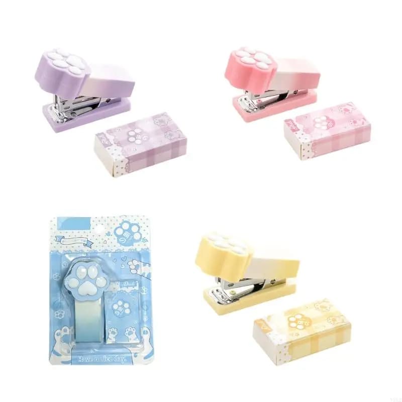 Y5LB Mini Cats Paws Stapler with Ergonomic Design Cats Shaped Stapler Suitable for Easy Pressing In School & Office Use