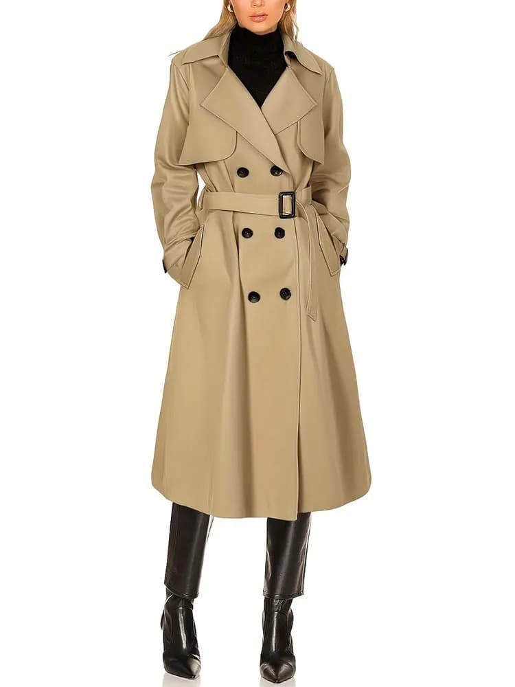 NewClassic Elegante Giacca a vento calda con cintura Cappotto doppiopetto casual a maniche lunghe Ufficio Autunno Inverno Abbigliamento donna