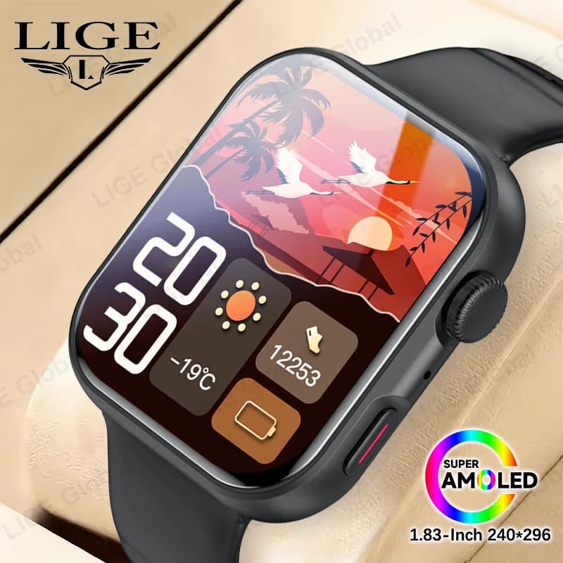 Smartwatch LIGE con Display AMOLED da 1,83", Dynamic Island, Chiamate BT, Impermeabile IP67, Monitoraggio Salute, Ossigeno nel Sangue e Pressione Sanguigna