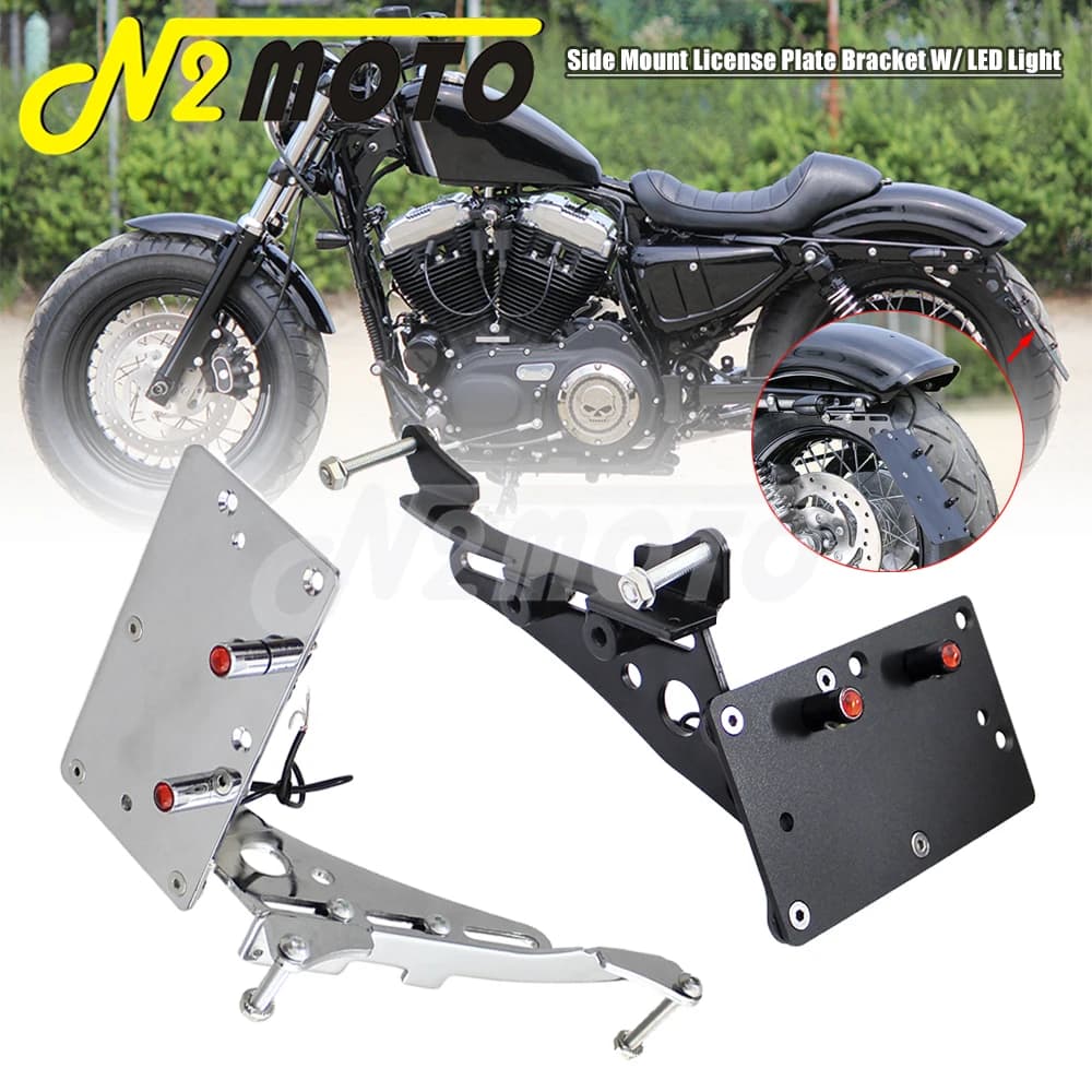 Per Harley Sportster XL 1200 Iron 883 48 72 supporto laterale per moto telaio targa 4 "X 7" porta targa con fanale posteriore